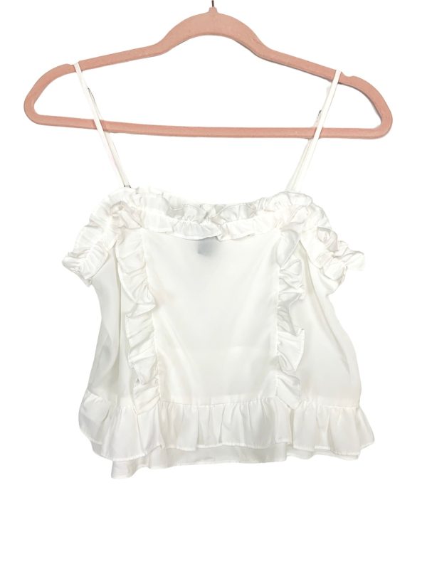 Forever 21 White Ruffle Spaghetti Strap Top- Size S (see notes) on Sale