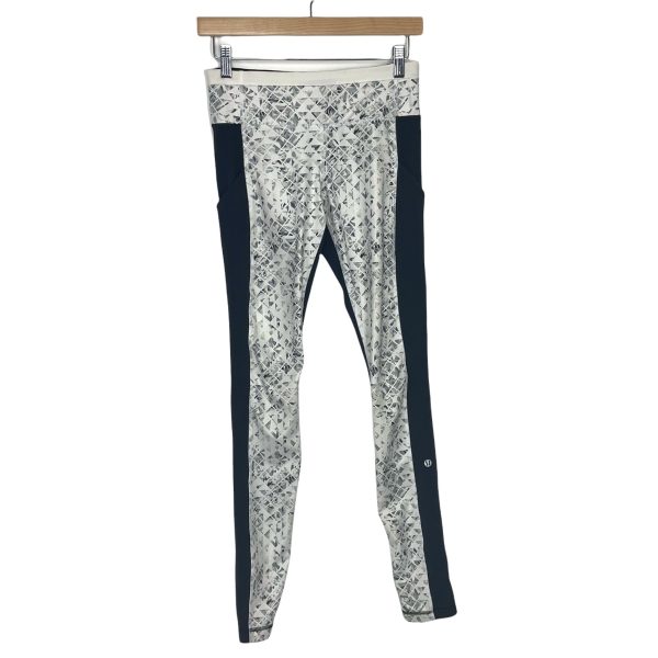 Lululemon Black and White Mosaic with Side Pockets Full Length Leggings- Size 4 (Inseam 29.5 ) Hot on Sale