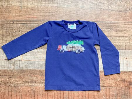 Shrimp and Grits Kids Navy Car Christmas Tree Long Sleeve Tee- Size 2T on Sale