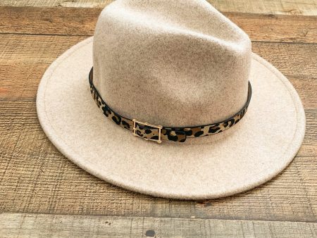 No Brand Wool Blend Animal Print Belted Hat For Cheap