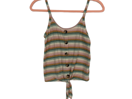 American Eagle Cream Orange Blue Pink Stripped Spaghetti Strap Tie Front Top- Size XS Cheap