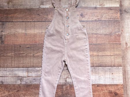 Zara Tan Denim Ruffle Strap Overalls- Size 2-3 Years Online Hot Sale