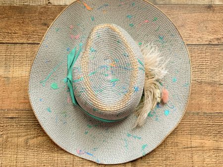 Judith March Paint Splatter Belted Straw Hat For Discount