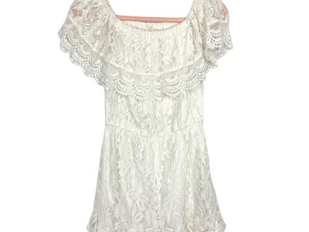 Entro White Lace Off The Shoulder Romper- Size S on Sale