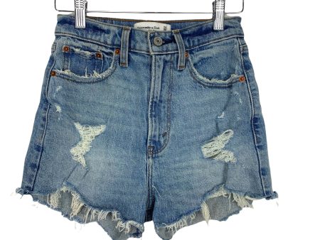 Abercrombie & Fitch Curve Love High Rise Mom Light Wash Denim Shorts- Size 24 00 For Sale