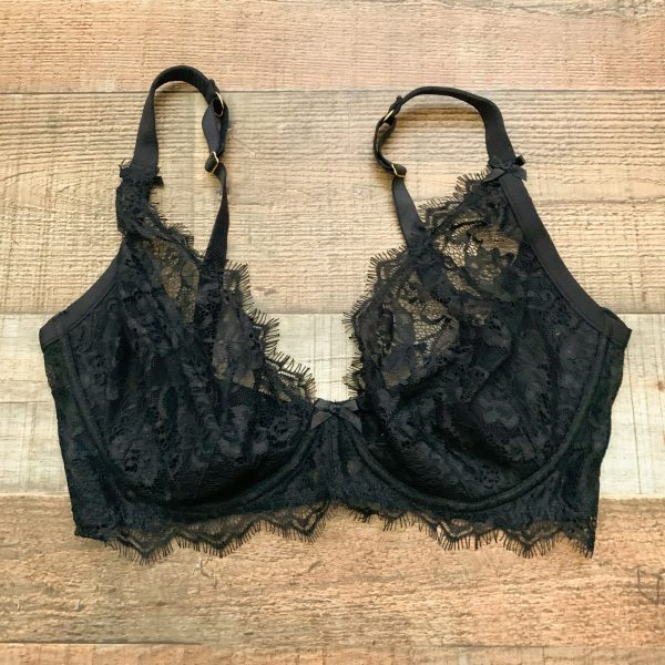 Figleaves Black Lace Underwired Balcony Bra- Size UK 34FF For Sale