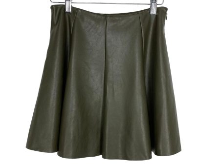 5 48 Olive Vegan Leather Skirt- Size M on Sale