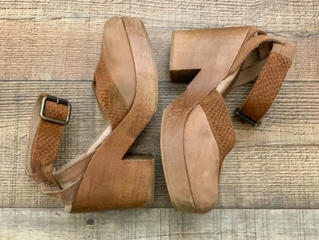 Free People Brown Suede Block Heel Closed Toe Wooden Clogs- Size 37 (US 7, see notes) Hot on Sale