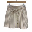 &Merci Tan and Cream Striped Faux Button Paperbag Waist Skirt- Size S on Sale