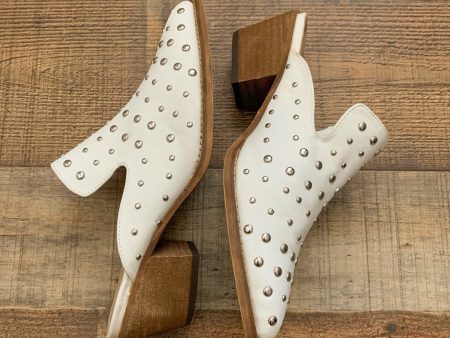 ARider Girl White Studded Heeled Mules- Size 8 For Cheap