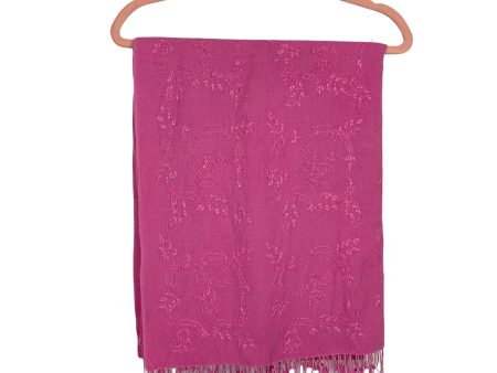 Hand Made In Nepal Pink Silk Pashmina Beaded Scarf on Sale