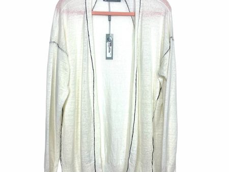 In Cashmere Cream Exposed Seam With Black Trim Cardigan NWT- Size L Online now