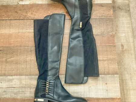 Vince Camuto Black Leather Knee High Boots- Size 7 (LIKE NEW, sold out online) For Sale