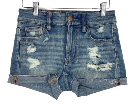 American Eagle Outfitters Super Stretch Distressed High Rise Shortie Shorts- Size 0 Sale