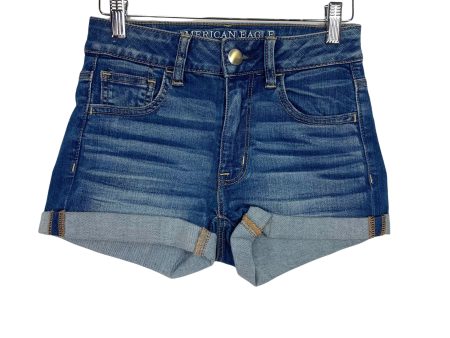 American Eagle Outfitters Super Stretch Dark Wash High Rise Shortie Shorts- Size 0 Online Hot Sale